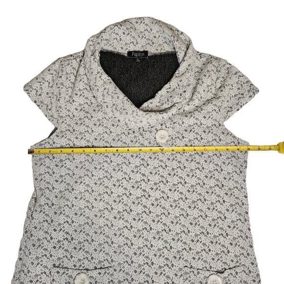 PAPILLION Cream & Black Cap Sleeve Cowl Neck Tunic Size Extra Large - Picture 4 of 7